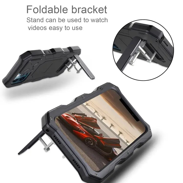 Aluminum Alloy + Silicone Anti-dust Full Body Protection with Holder For iPhone 12 / 12 Pro For iPhone 12 Pro Max