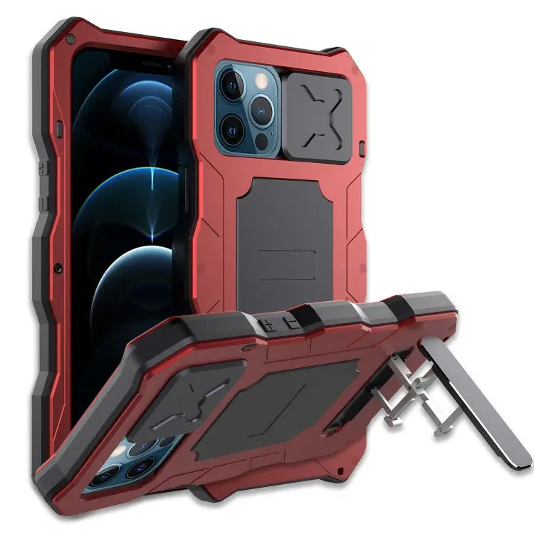 Aluminum Alloy + Silicone Anti-dust Full Body Protection with Holder For iPhone 12 / 12 Pro For iPhone 12 Pro Max