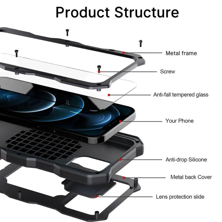 Aluminum Alloy + Silicone Anti-dust Full Body Protection with Holder For iPhone 12 / 12 Pro For iPhone 12 Pro Max