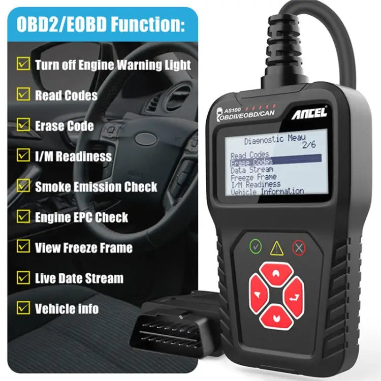 Ancel AS100 Car Fault Detector OBDII Engine Fault Light Clear AS100 - AS100