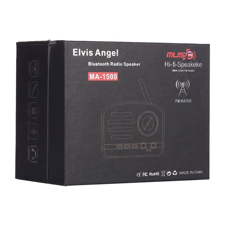 Angel MA-1500 Retro Bluetooth HiFi Radio Speaker with Colorful LED Light Support USB & FM & 3.5mm Aux
