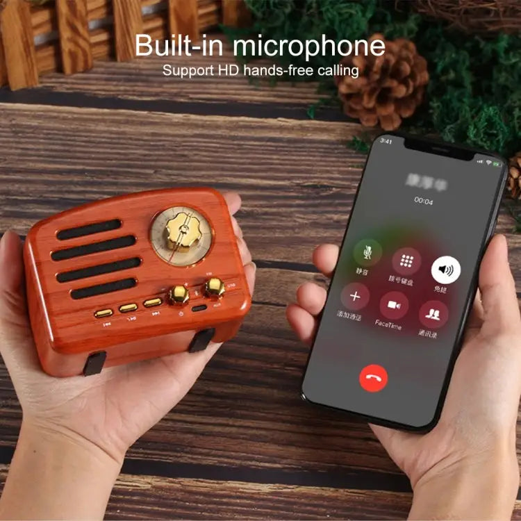 Angel MA-1500 Retro Bluetooth HiFi Radio Speaker with Colorful LED Light Support USB & FM & 3.5mm Aux