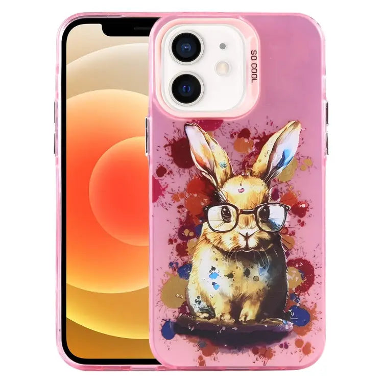 Animal Pattern PC Phone Case For iPhone 13 For iPhone 12 For iPhone 12 Pro Max - For iPhone 12 / Rabbit - Apple