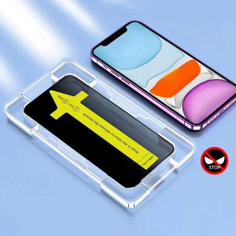 Anti-peeping Fast Attach Dust-proof Anti-static Tempered Glass Film - For iPhone 11 / XR