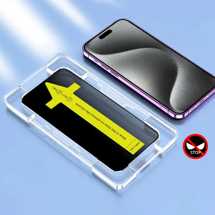 Anti-peeping Fast Attach Dust-proof Anti-static Tempered Glass Film - For iPhone 15 Pro Max