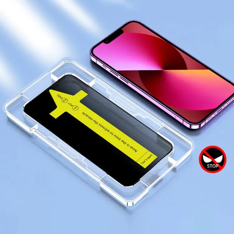 Anti-peeping Fast Attach Dust-proof Anti-static Tempered Glass Film - For iPhone 14 / 13 Pro / 13