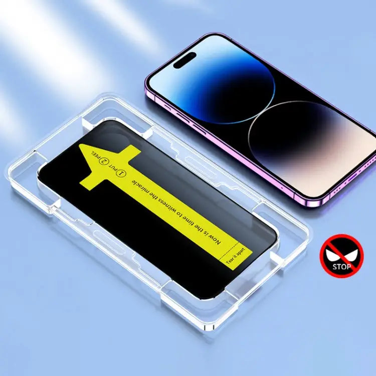 Anti-peeping Fast Attach Dust-proof Anti-static Tempered Glass Film - For iPhone 14 Pro