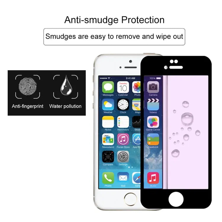 Anti-scratch 9H 10D Full Screen Purple-ray Tempered Glass Film for iPhone 6 & 6S - For iPhone 6 & 6s (1 PCS) / Black
