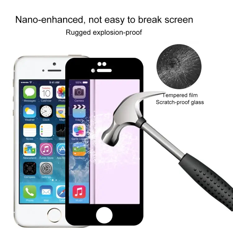 Anti-scratch 9H 10D Full Screen Purple-ray Tempered Glass Film for iPhone 6 & 6S - For iPhone 6 & 6s (1 PCS) / Black