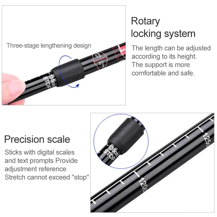 Aotu AT7551 135cm Aluminum Alloy Outdoor Camping Corky Trekking Poles Black#135cm Blue#135cm Red#135cm Silver#135cm