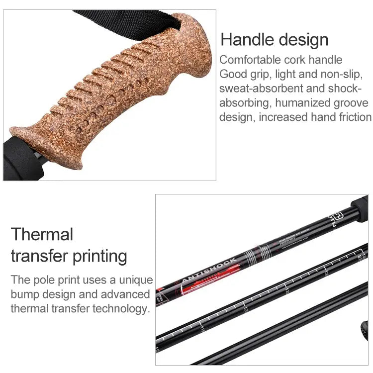 Aotu AT7551 135cm Aluminum Alloy Outdoor Camping Corky Trekking Poles Black#135cm Blue#135cm Red#135cm Silver#135cm