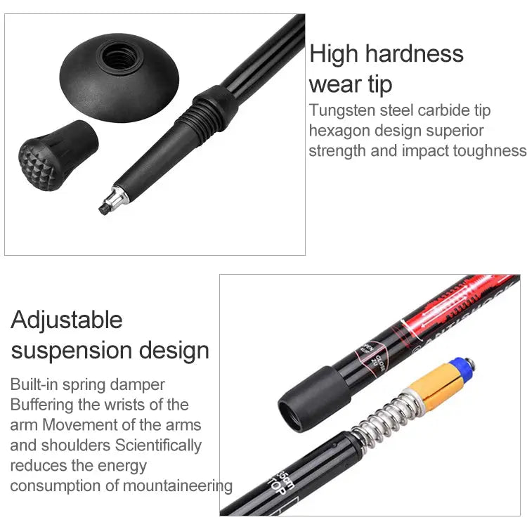 Aotu AT7551 135cm Aluminum Alloy Outdoor Camping Corky Trekking Poles Black#135cm Blue#135cm Red#135cm Silver#135cm