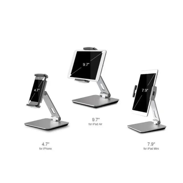 AP-7X Universal Aluminum Stand Desk Mount Holder for 4.7-9.7 inch Phone & Tablet PC - Silver Gray