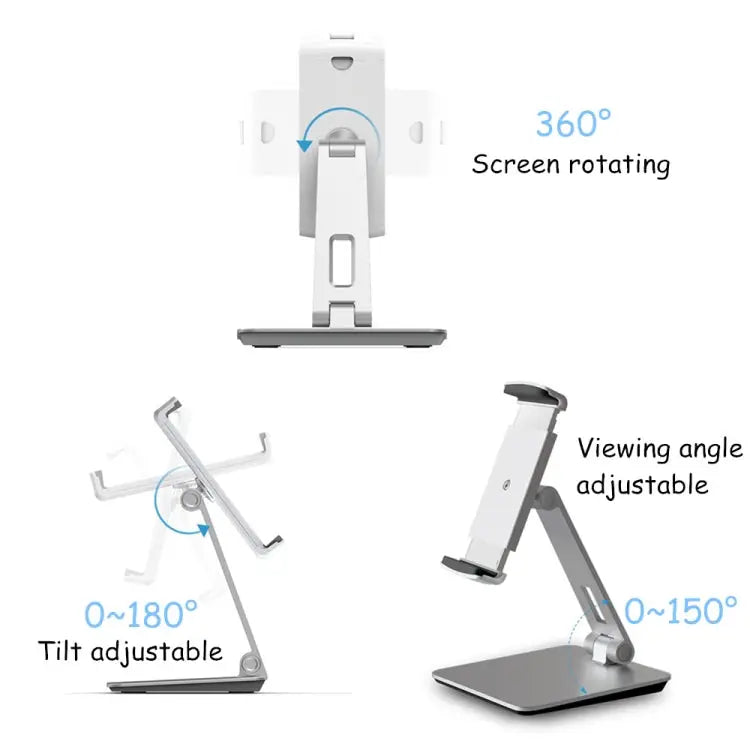 AP-7X Universal Aluminum Stand Desk Mount Holder for 4.7-9.7 inch Phone & Tablet PC - Silver Gray