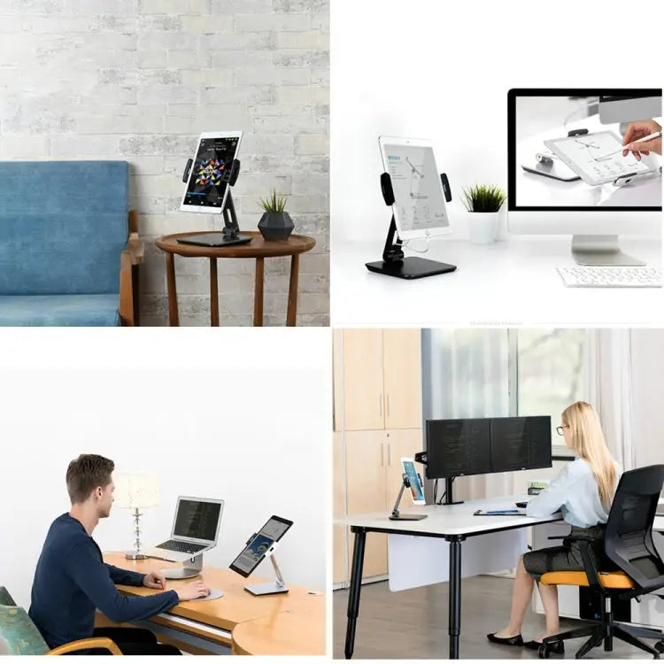 AP-7X Universal Aluminum Stand Desk Mount Holder for 4.7-9.7 inch Phone & Tablet PC - Silver Gray
