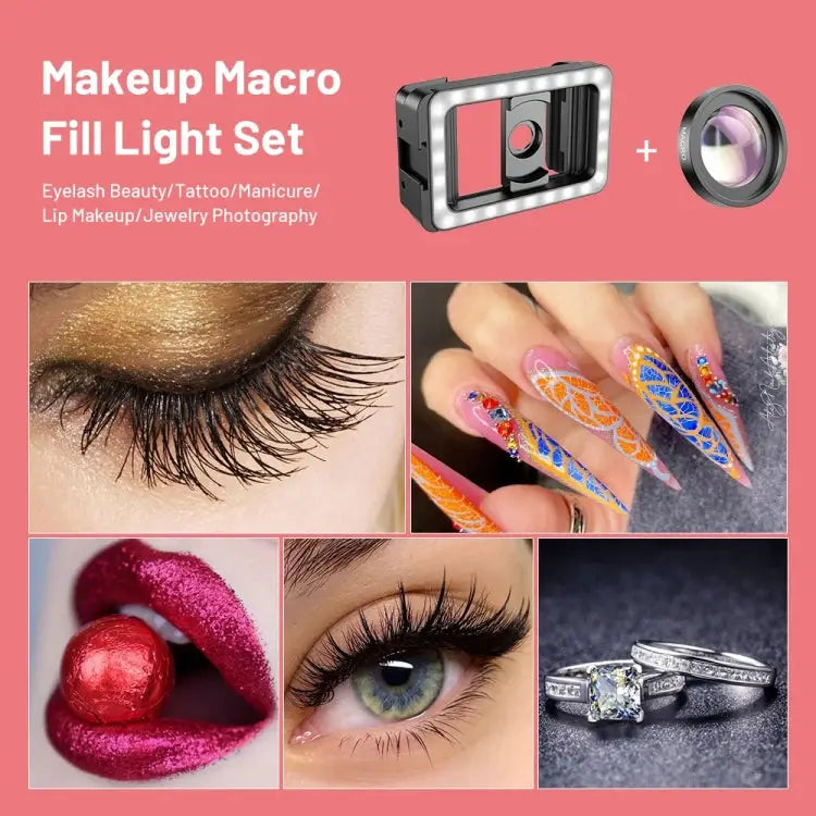 APEXEL 15X Macro Lens With LED Fill Light Phone Holder Clamp APL-FL23M15-Z - APL-FL23M15-Z - Apple Accessories