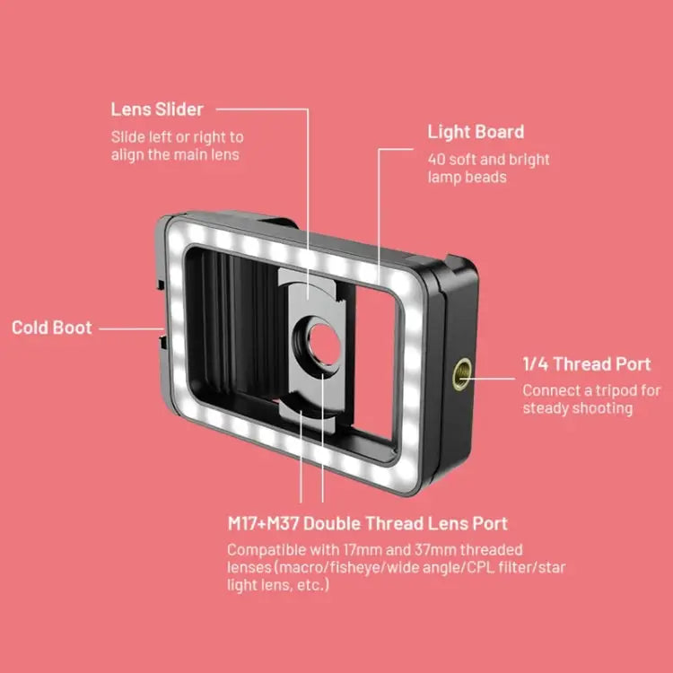 APEXEL 15X Macro Lens With LED Fill Light Phone Holder Clamp APL-FL23M15-Z - APL-FL23M15-Z - Apple Accessories