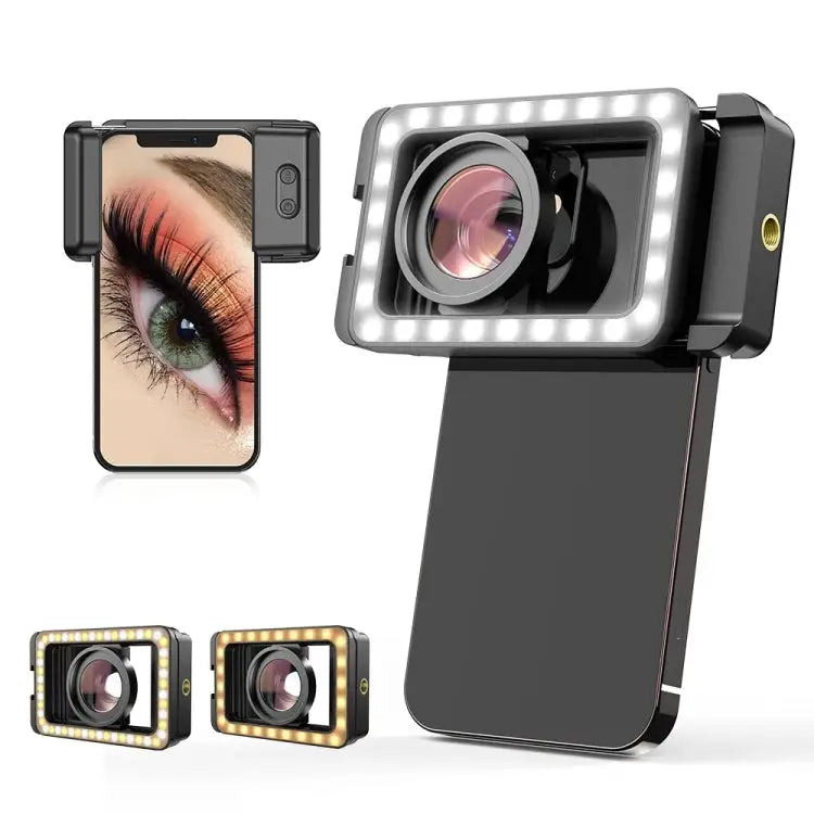 APEXEL 15X Macro Lens With LED Fill Light Phone Holder Clamp APL-FL23M15-Z - APL-FL23M15-Z - Apple Accessories