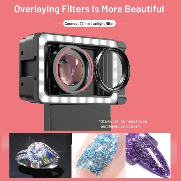 APEXEL 15X Macro Lens With LED Fill Light Phone Holder Clamp APL-FL23M15-Z - APL-FL23M15-Z - Apple Accessories