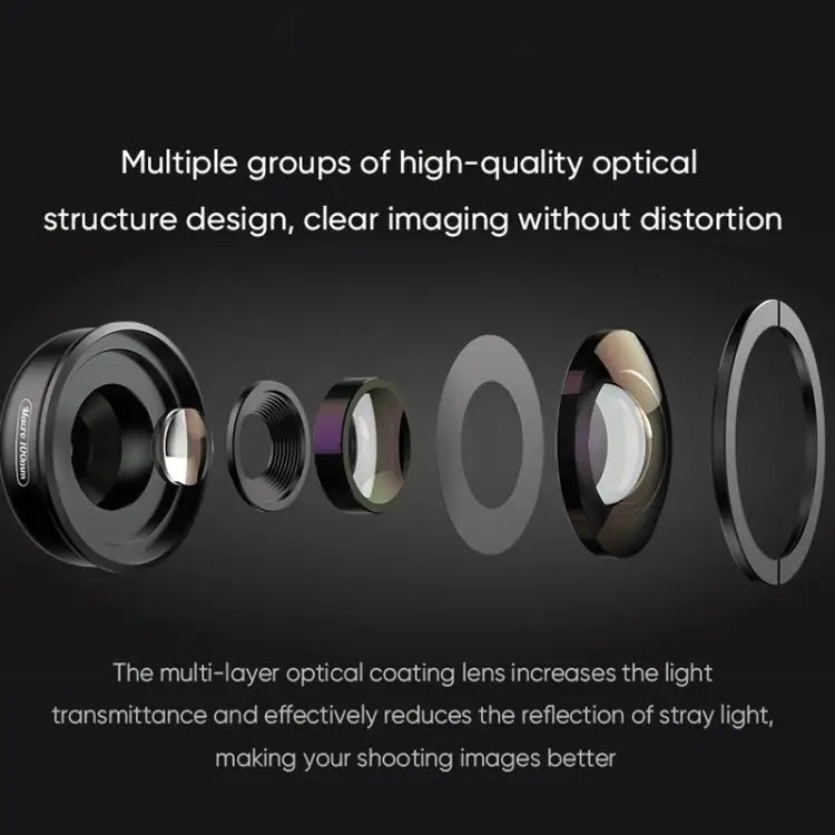 APEXEL 4K HD 100mm Macro Lens With LED Fill Light Set for Smartphones APL-HB100FL23-Z - APL-HB100FL23-Z - Apple