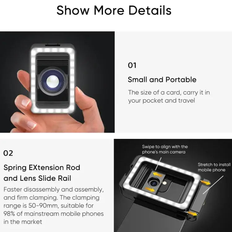 APEXEL 4K HD 100mm Macro Lens With LED Fill Light Set for Smartphones APL-HB100FL23-Z - APL-HB100FL23-Z - Apple