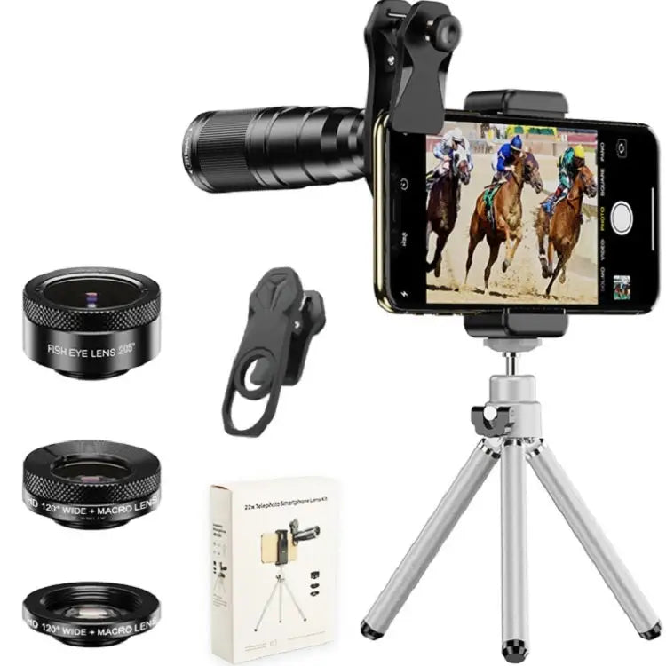 APEXEL APL-22X105 4 in 1 Metal 22X Telephoto + Fisheye + Wide Angle + Macro Starlight Polarization Universal External
