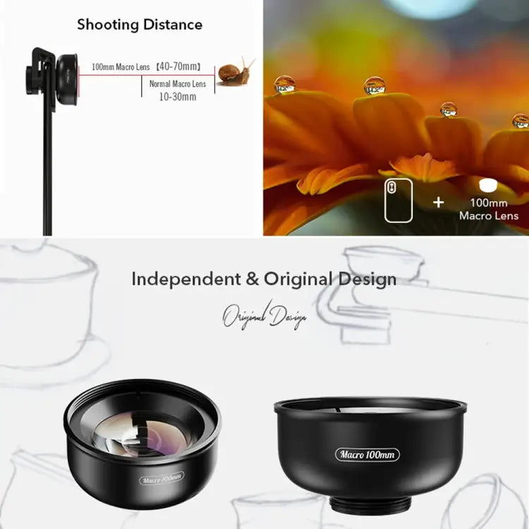 APEXEL APL-HB100MM HD Insect Jewelry 100 Micro External Mobile Phone Lens APL-HB100MM - APL-HB100MM