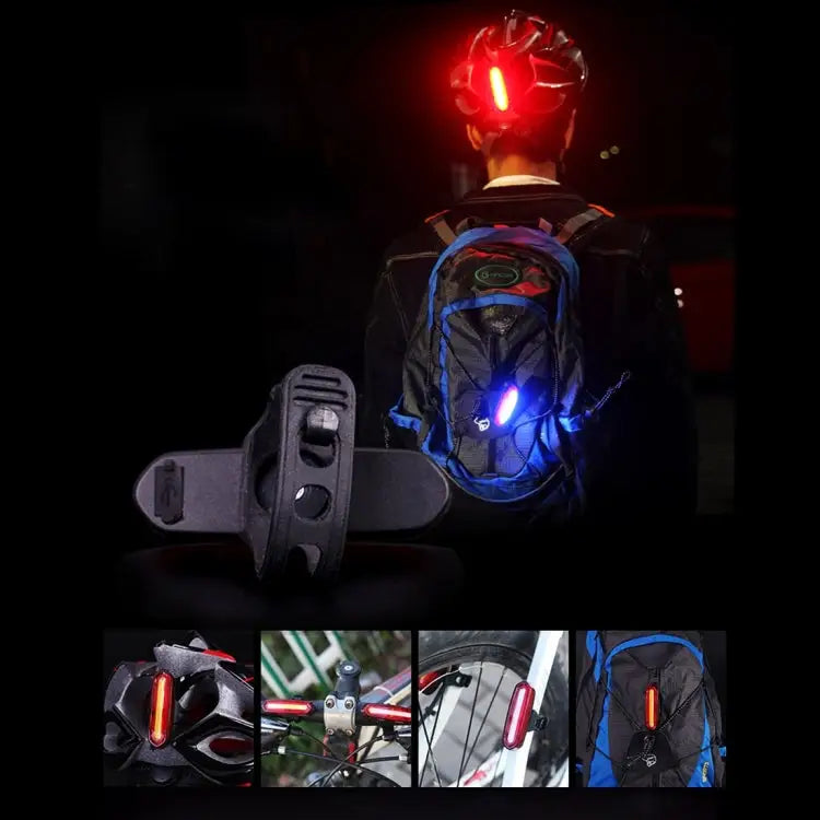 AQY-096 IPX4 Detachable USB Rechargeable Single Color LED Bike Taillight White (Red