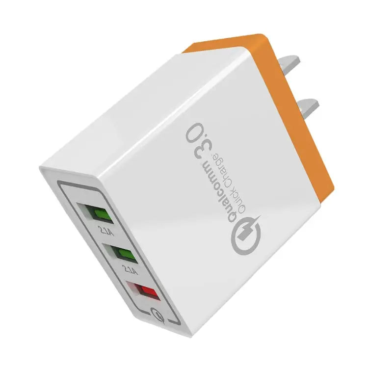 AR-QC-03 2.1A 3 USB Ports Quick Charger Travel Charger US Plug - AR-QC-03 US / Orange