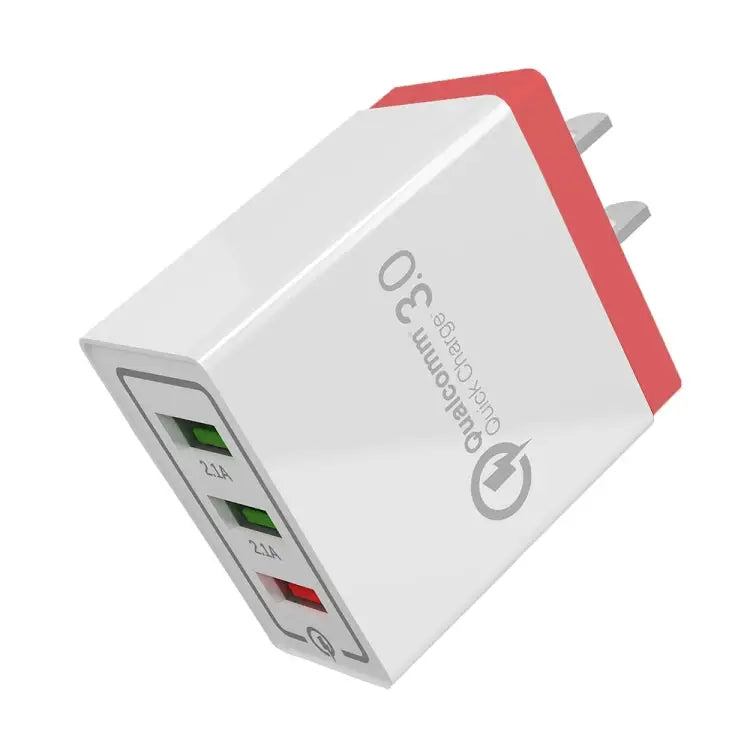 AR-QC-03 2.1A 3 USB Ports Quick Charger Travel Charger US Plug - AR-QC-03 US / Red