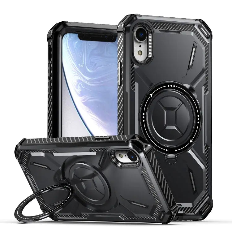 Armor Series Holder Phone Case For iPhone SE 2022 / 2020 / 8 / 7 For iPhone XR - For iPhone XR / Black