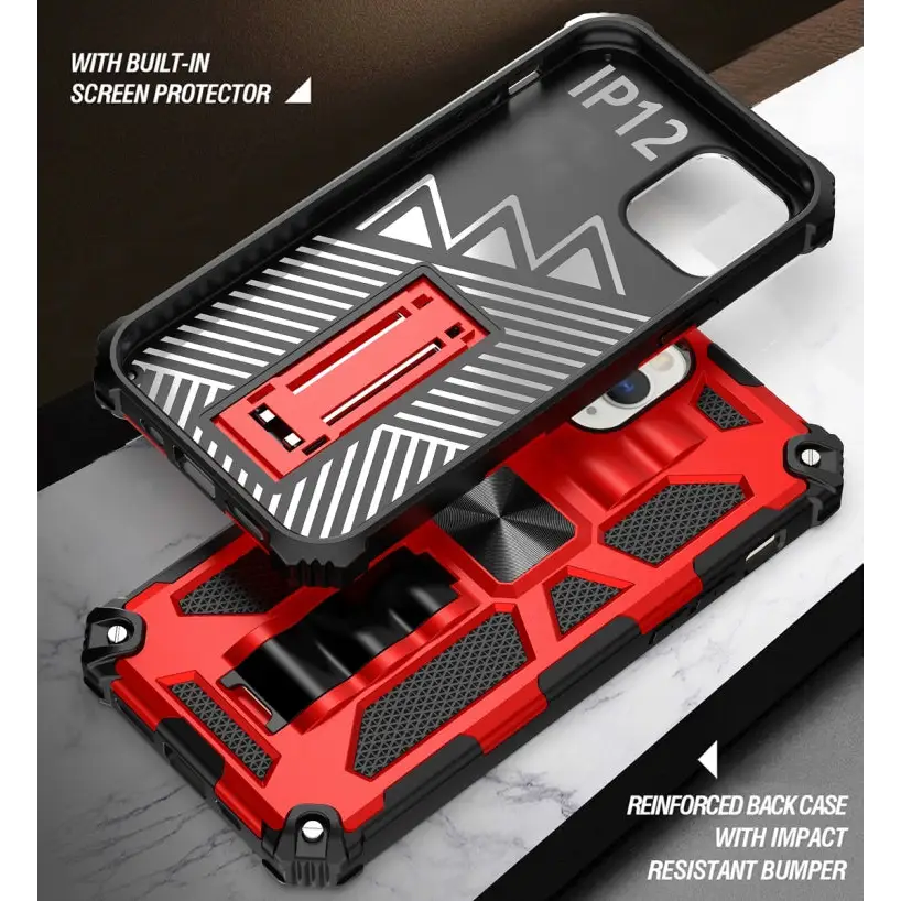 Armor Shockproof TPU + PC Magnetic Protective Case with Holder For iPhone 12 mini For iPhone 12 / 12 Pro For iPhone 12