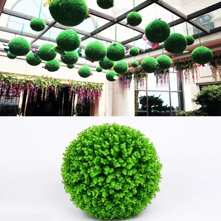 Artificial Green Eucalyptus Plant Ball Topiary Wedding Event Home Outdoor Decoration Hanging Ornament Diameter: 15 inch