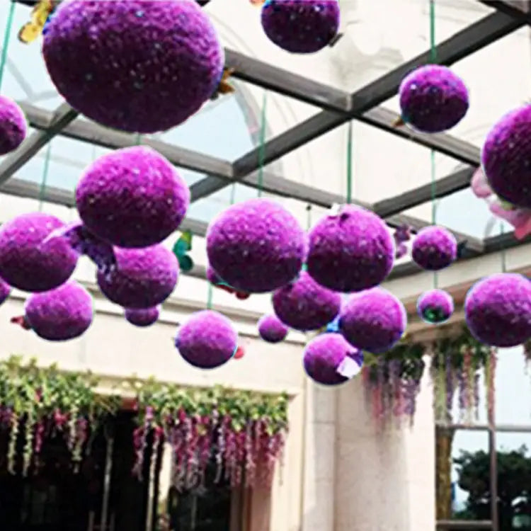 Artificial Purple Eucalyptus Plant Ball Topiary Wedding Event Home Outdoor Decoration Hanging Ornament Diameter: 15