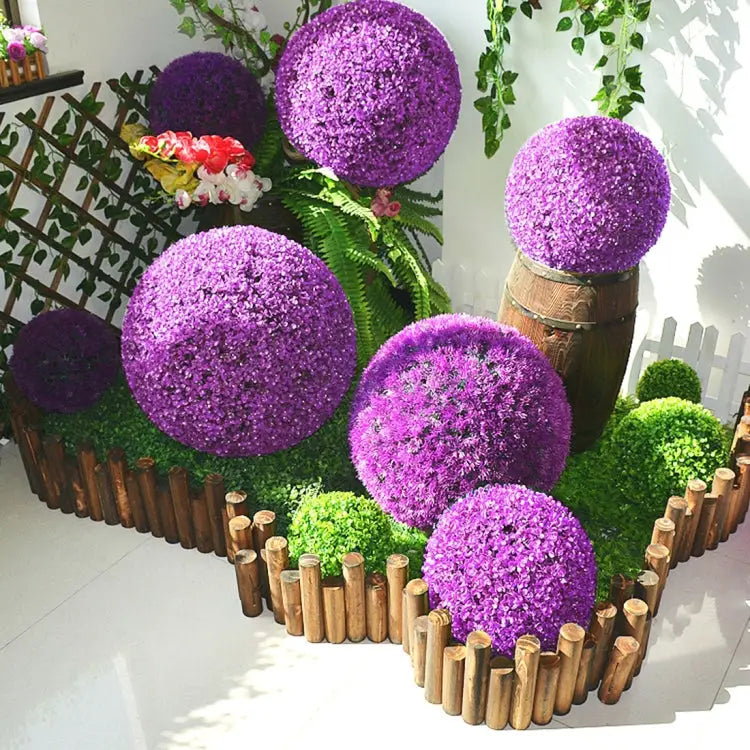 Artificial Purple Eucalyptus Plant Ball Tree Wedding Event Home Outdoor Decoration Hanging Ornament Diameter: 7.5 inch