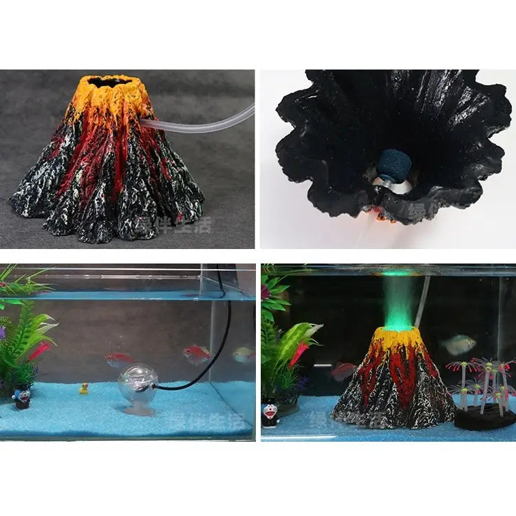 Artificial Tree Plant Grass Fish Tank Decoration Volcano Rock Landscape Creative Rockery Resin Ornaments Aquarium Air