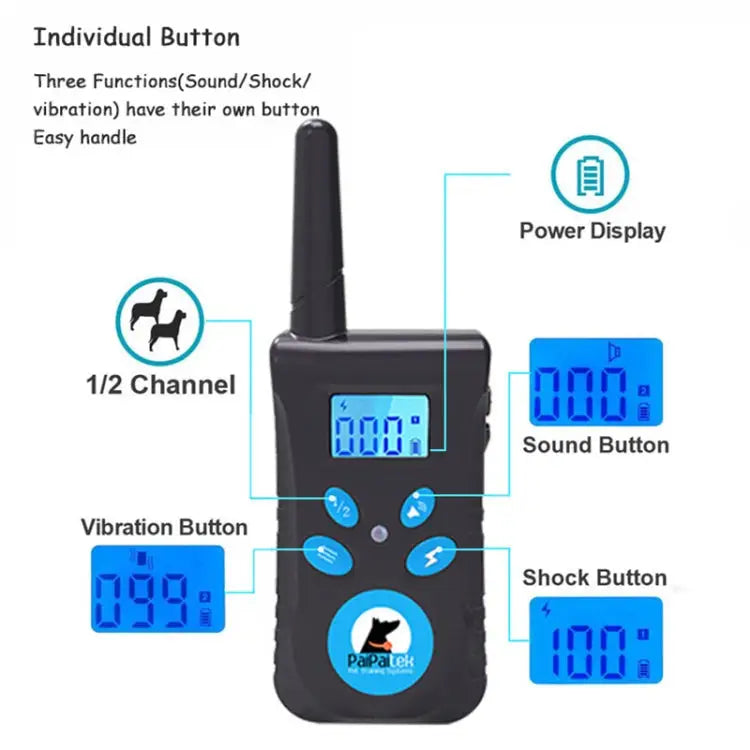 Automatic Anti Barking Collar Pet Training Control System + Electric Shock PU Leather Collar for Dogs PD520 - PD520