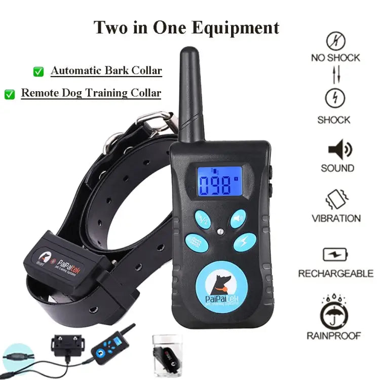 Automatic Anti Barking Collar Pet Training Control System + Electric Shock PU Leather Collar for Dogs PD520 - PD520