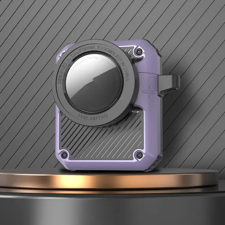 Automatic Flip Switch TPU + PC Earphone Case with AirTag For AirPods Pro For AirPods 1/2 - For AirPods 1/2 / Purple