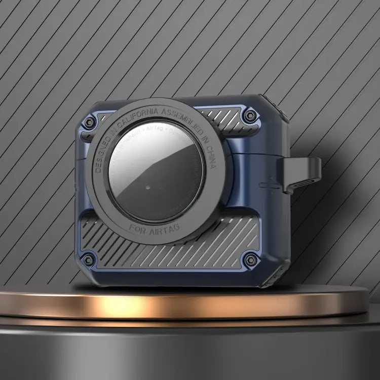 Automatic Flip Switch TPU + PC Earphone Case with AirTag For AirPods Pro For AirPods 1/2 - For AirPods 3 / Dark Blue