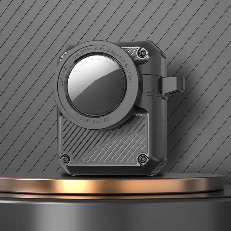 Automatic Flip Switch TPU + PC Earphone Case with AirTag For AirPods Pro For AirPods 1/2 - For AirPods 1/2 / Black