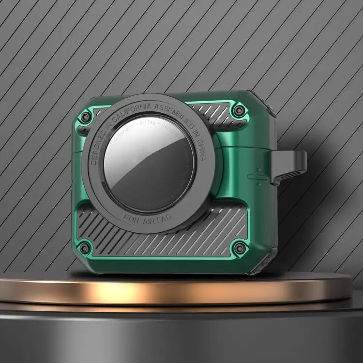 Automatic Flip Switch TPU + PC Earphone Case with AirTag For AirPods Pro For AirPods 1/2 - For AirPods 3 / Dark Green