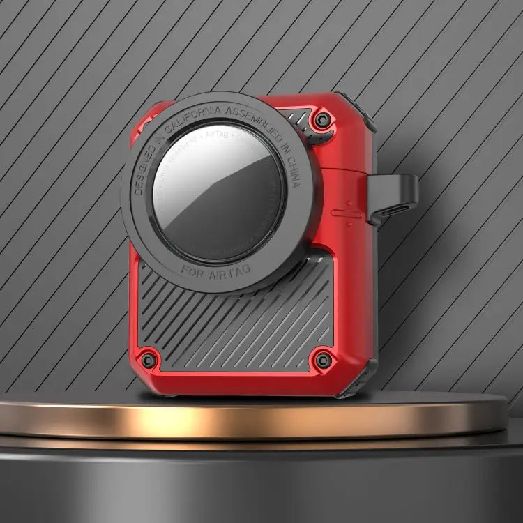 Automatic Flip Switch TPU + PC Earphone Case with AirTag For AirPods Pro For AirPods 1/2 - For AirPods 1/2 / Red