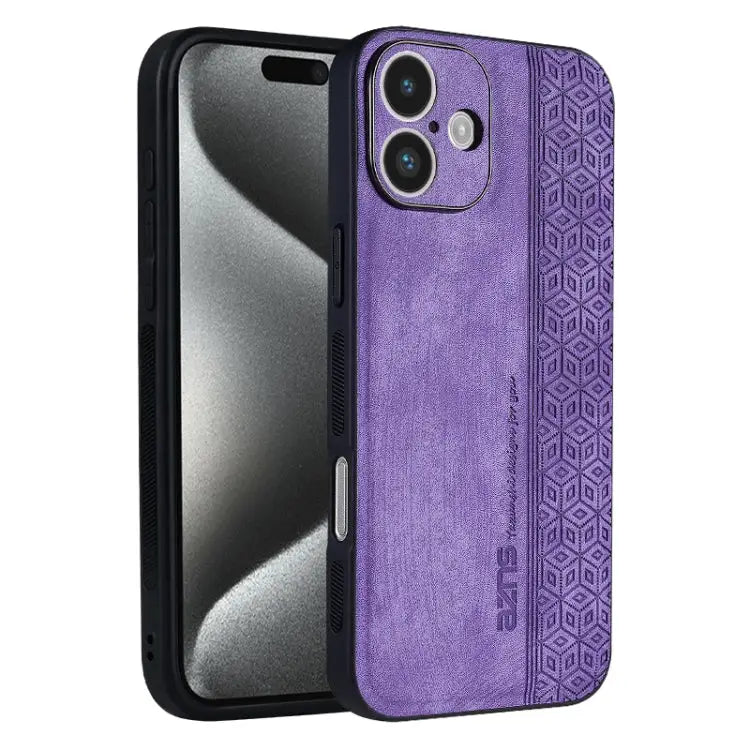 AZNS 3D Embossed Skin Feel Phone Case For iPhone 15 - For iPhone 16 / Purple - Apple Accessories