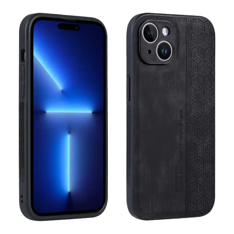 AZNS 3D Embossed Skin Feel Phone Case - For iPhone 15 / Black - Apple Accessories