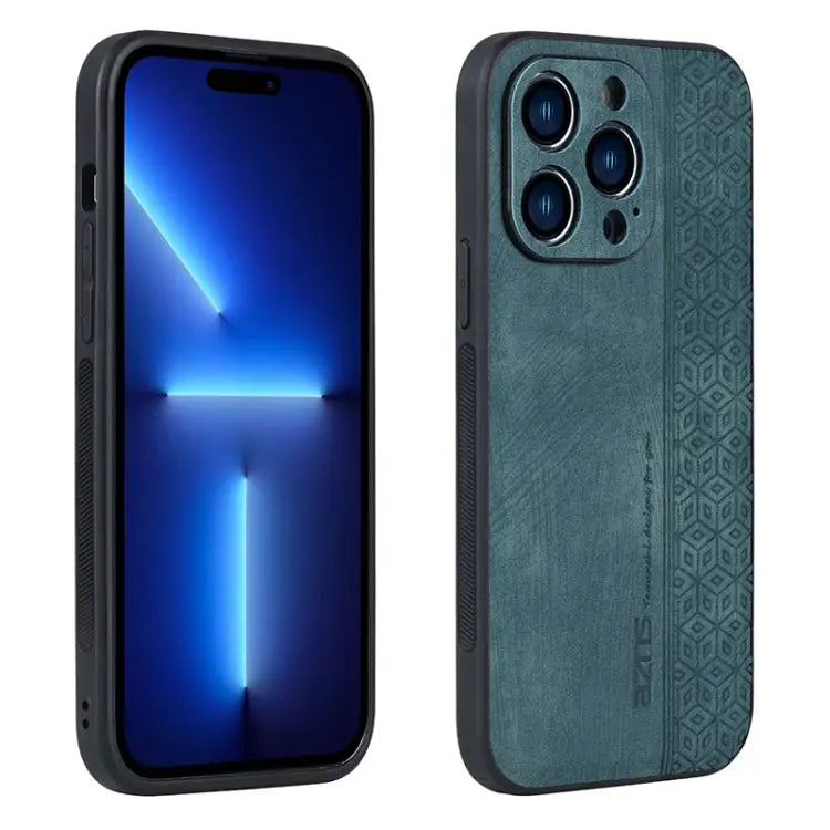AZNS 3D Embossed Skin Feel Phone Case For iPhone 15 - For iPhone 15 Pro Max / Dark Green - Apple Accessories