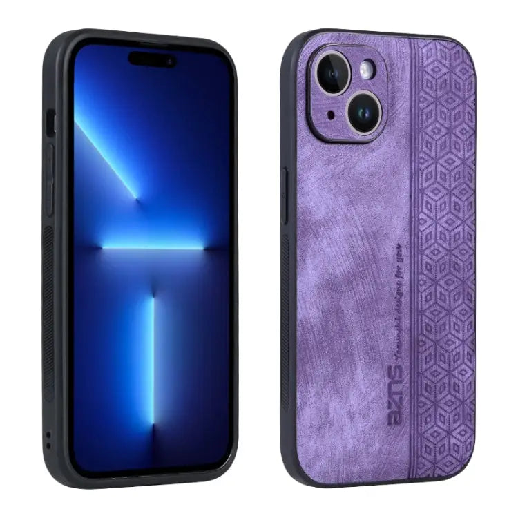 AZNS 3D Embossed Skin Feel Phone Case - For iPhone 15 / Purple - Apple Accessories