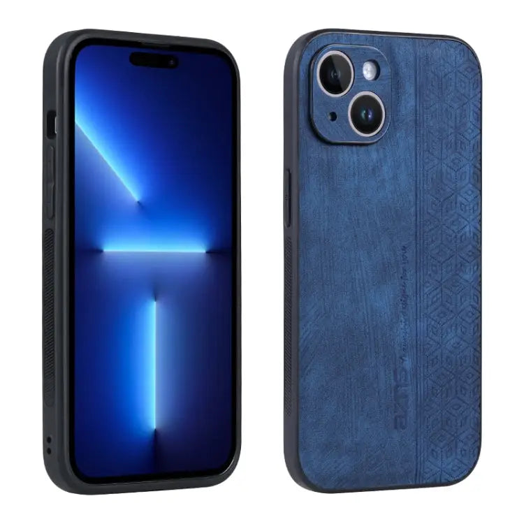 AZNS 3D Embossed Skin Feel Phone Case - For iPhone 15 / Sapphire Blue - Apple Accessories