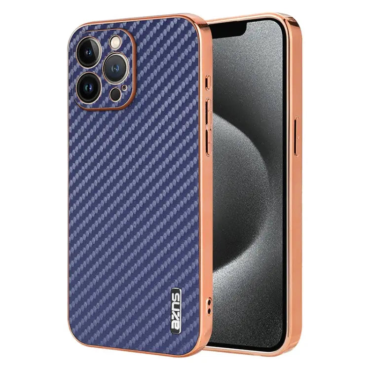 AZNS Electroplated Edge Carbon Fiber Texture Phone Case For iPhone 12 Pro For iPhone 11 For iPhone 11 Pro - For iPhone
