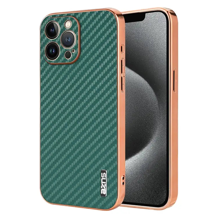 AZNS Electroplated Edge Carbon Fiber Texture Phone Case For iPhone 12 Pro For iPhone 11 For iPhone 11 Pro - For iPhone